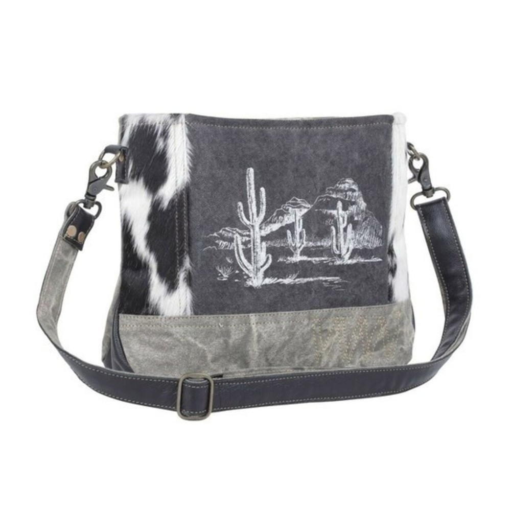 Myra Bag Handmade Sabulous Shoulder Bag Upcycled Canvas & Cowhide Leather - Picture 8 of 8